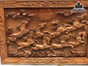 Tranh Bát Mã Gỗ Hương Cao 74 Ngang 108 Sâu 5 (cm)
