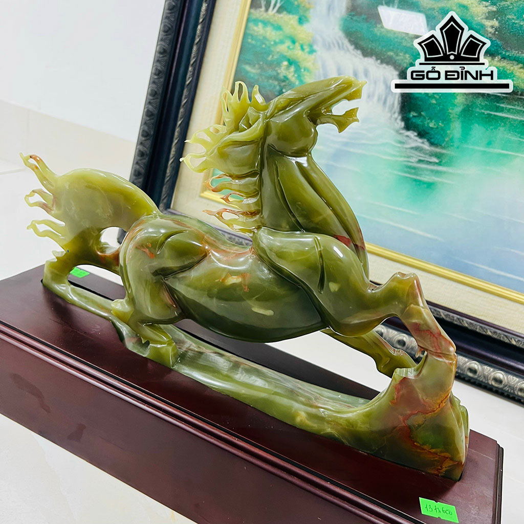Tác Phẩm Mã Đáo Thành Công Đá Ngọc Onix Cao 40 Ngang 23 Sâu 12 (cm)
