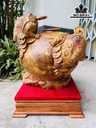 Tượng Tam Cóc Ngậm Tiền Gỗ Nu Hương Cao 32 Ngang 36 Sâu 32 (cm)