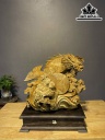 Tượng Cá Chép Hóa Rồng Gỗ Nu Nghiến Ngang 55 Cao 45 Sâu 22 (cm)