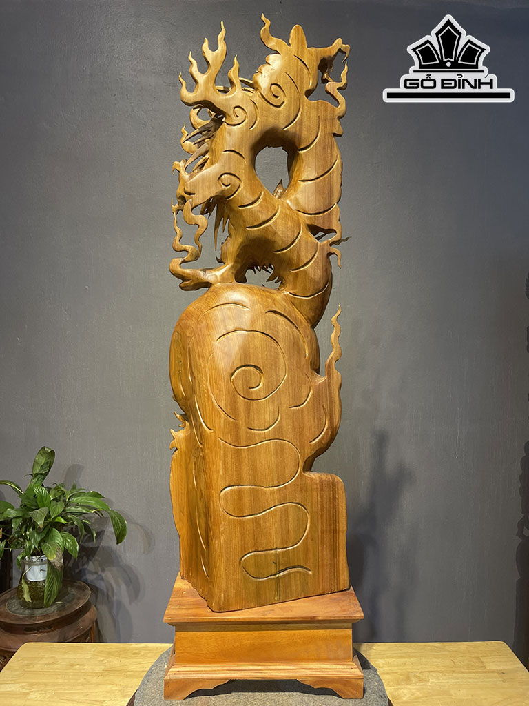 Tượng Nhất Long Gỗ Ngọc Am Cao 110 Ngang 35 Sâu 18 (cm)