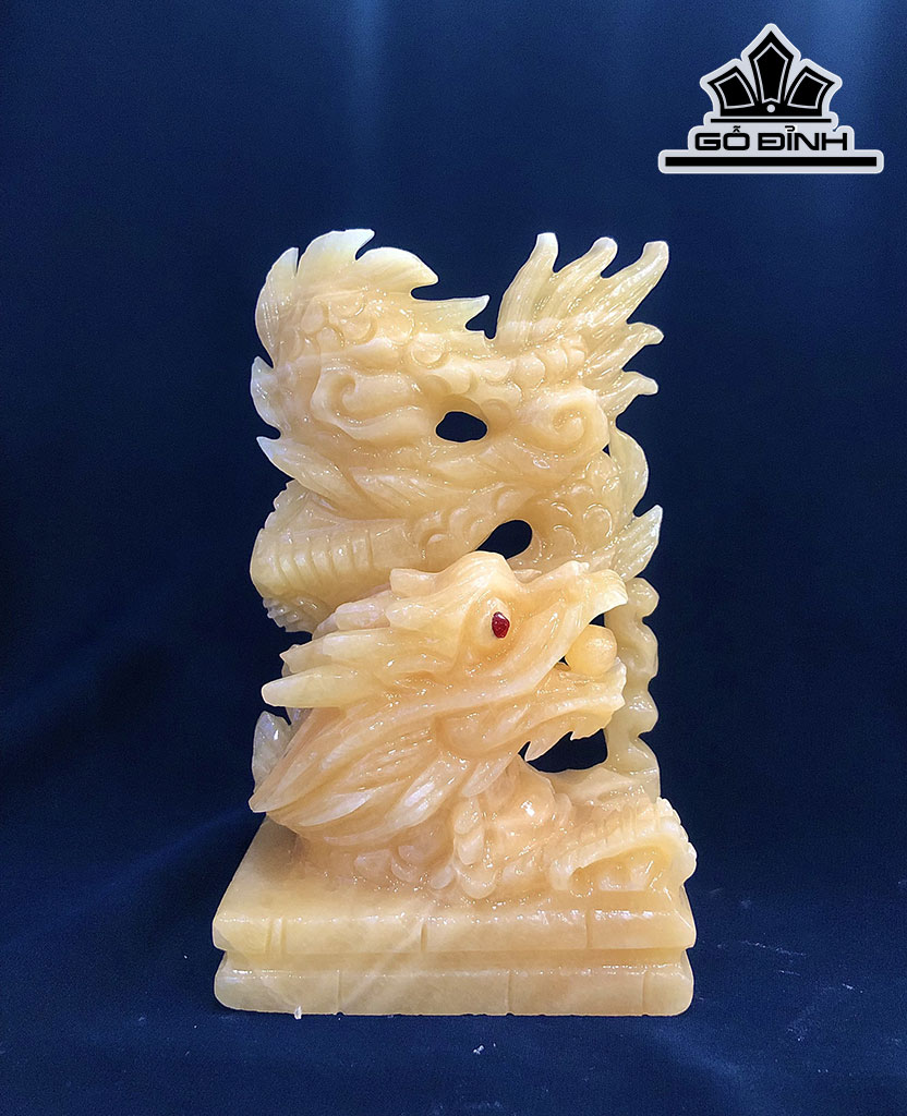 Cặp Song Long Đá Ngọc Hoàng Long Đường Kính 15 (cm)