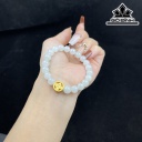 Vòng Tay Bạch Ngọc Đá Cẩm Thạch (Jadeite) Đường Kính Hạt 8 (mm)