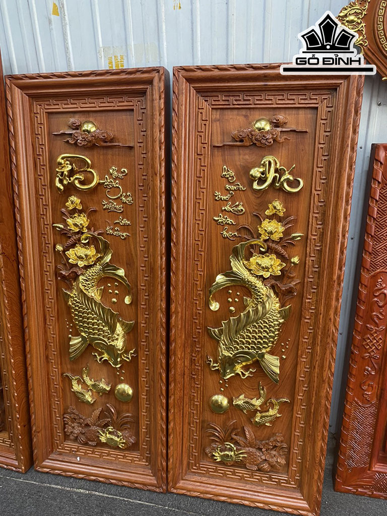 Tranh Lý Ngư Vọng Nguyệt Gỗ Hương Cao 127 Ngang 47 Sâu 6 (cm)