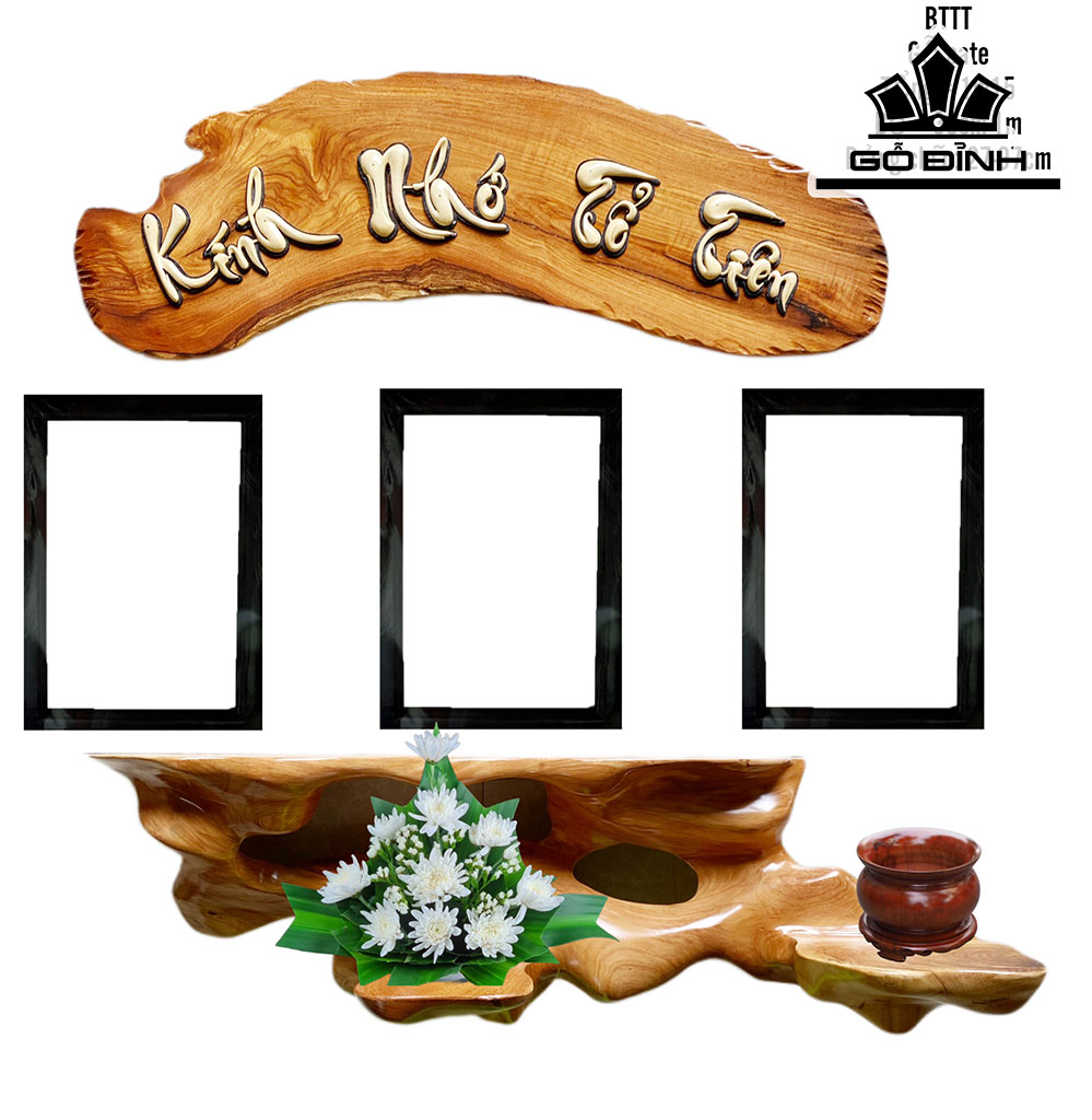 Tranh Kính Thờ Tổ Tiên Gỗ Cà Te Cao 120 (cm)