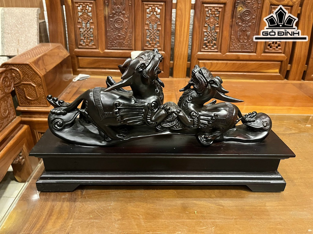 Tượng Tỳ Hưu Gỗ Trắc Cao 21 Ngang 50 Sâu 12 (cm)