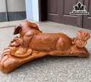 Tượng Chó Gỗ Hương Ngang 65 Cao 32 Sâu 36 (cm)