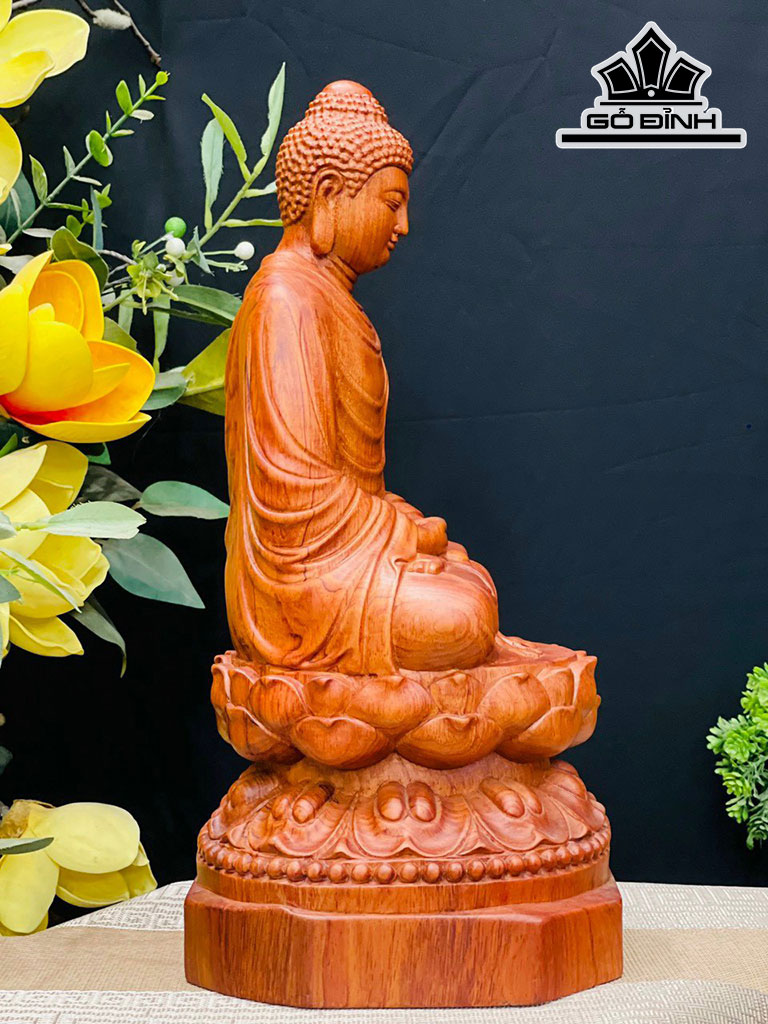 Tượng Phật Thích Ca Gỗ Hương Cao 40 Ngang 20 Sâu 20 (cm)