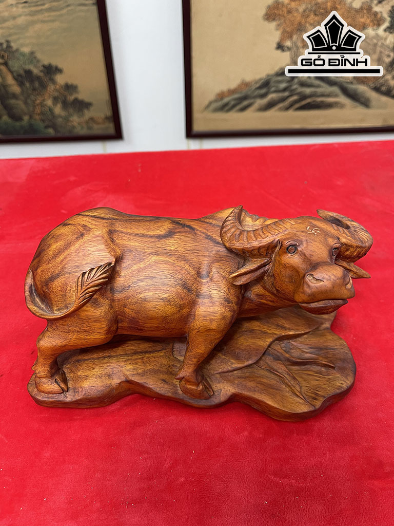 Tượng Trâu Gỗ Sưa Cao 13 Ngang 23 Sâu 13 (cm)
