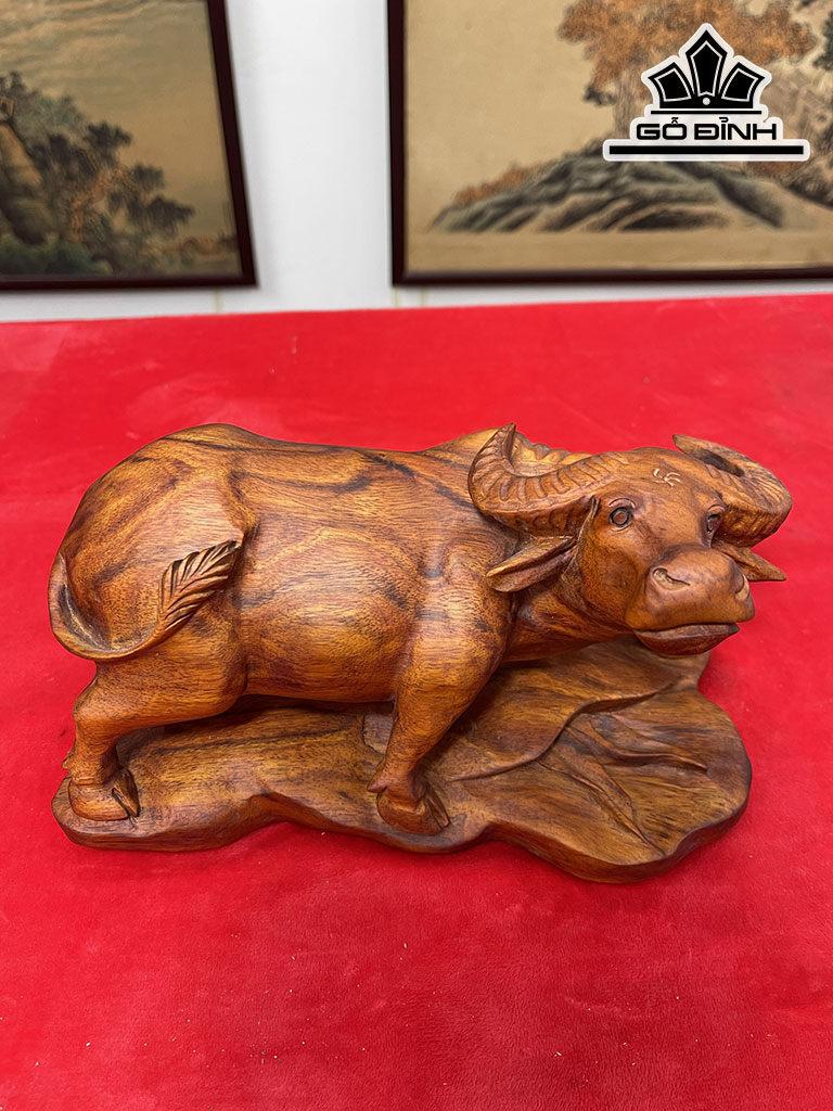 Tượng Trâu Gỗ Sưa Cao 13 Ngang 23 Sâu 13 (cm)