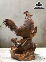 Tượng Gia Đình Gà Gỗ Bách Xanh Cao 62 Ngang 48 Sâu 35 (cm)