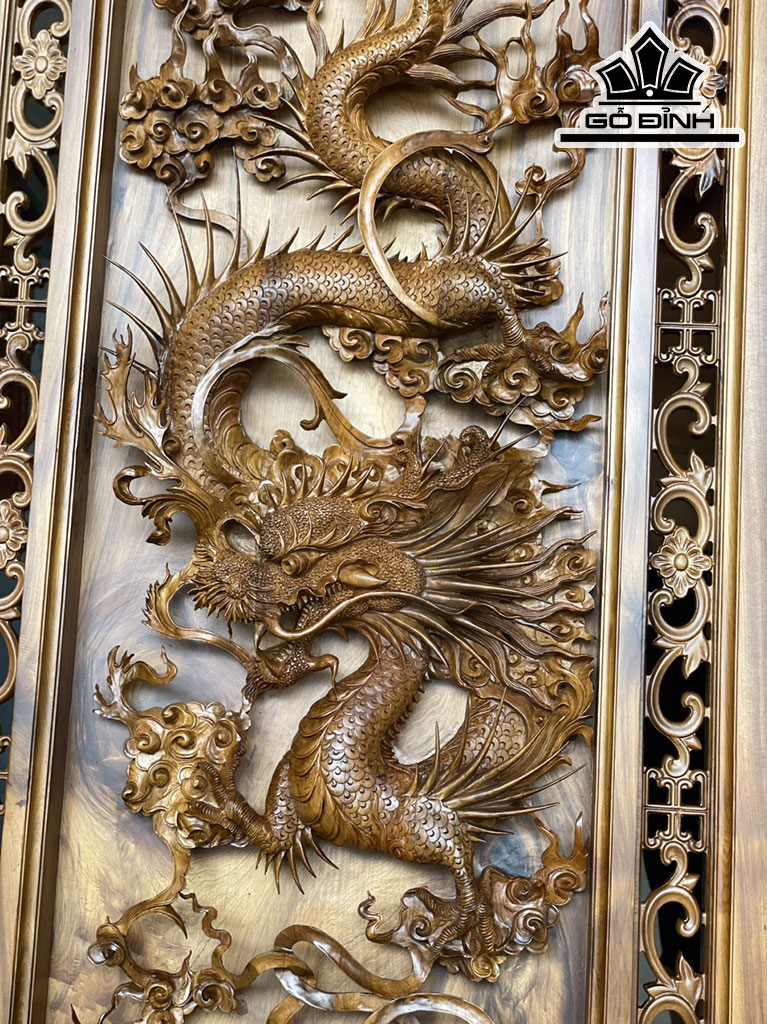 Tranh Tứ  Linh Gỗ Bách Xanh Cao 127 Ngang 57 Sâu 9 (cm)