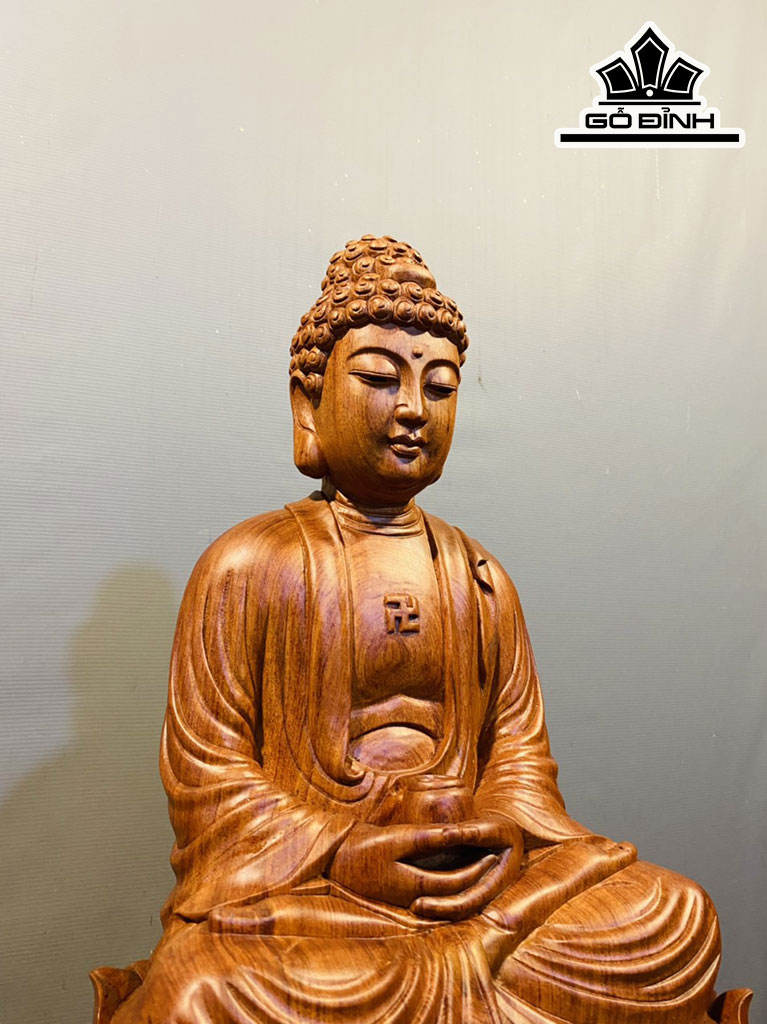 Tượng Phật Tổ Gỗ Hương Cao 60 Ngang 33 Sâu 32 (cm)