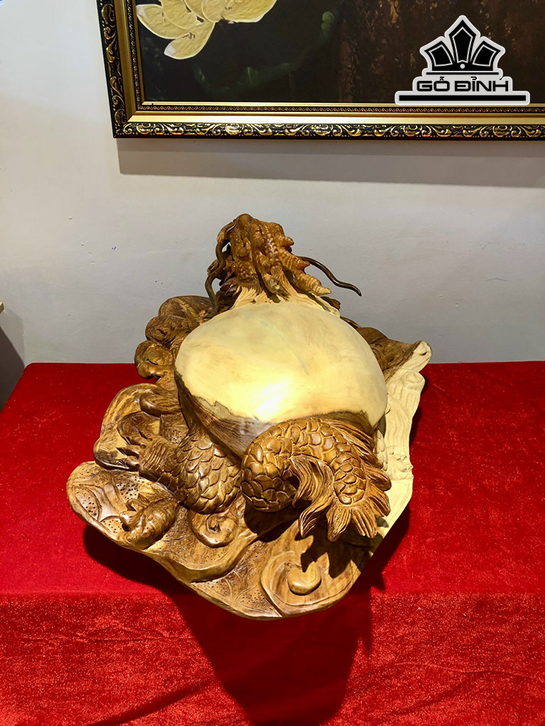 Tượng Long Quy Gỗ Hương Cao 20 Ngang 51 Sâu 37 (cm)