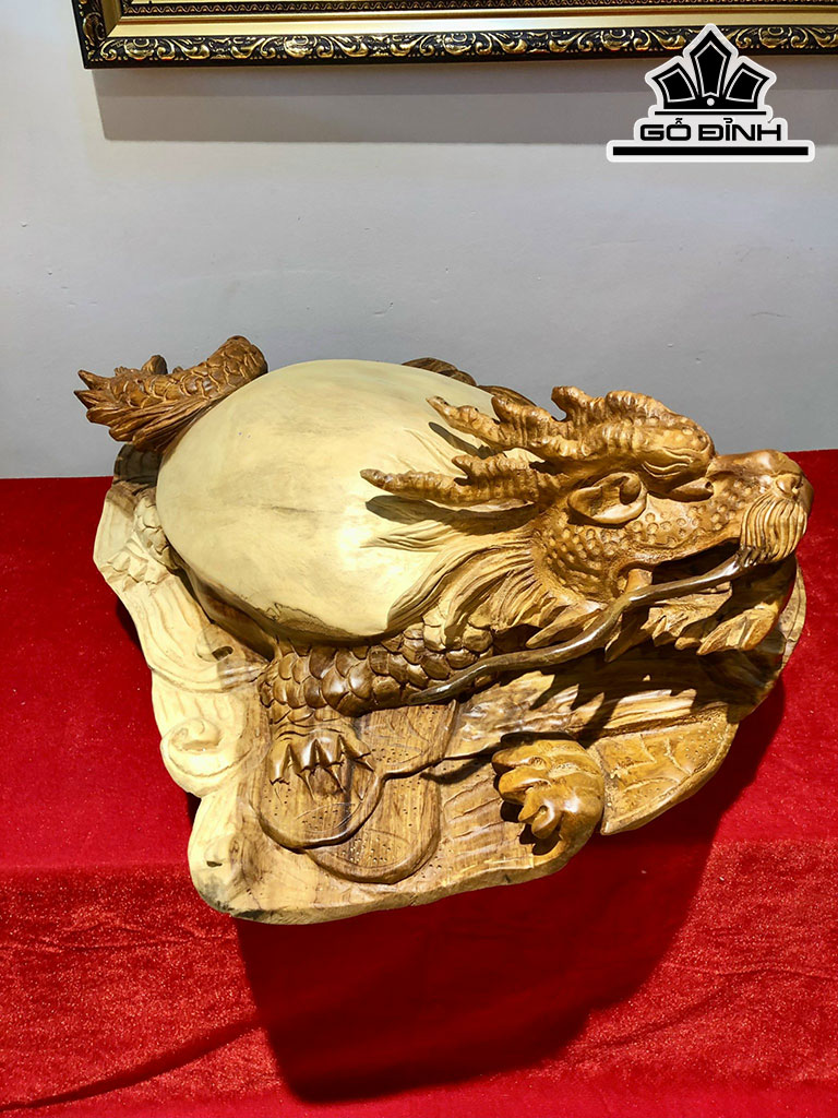 Tượng Long Quy Gỗ Hương Cao 20 Ngang 51 Sâu 37 (cm)