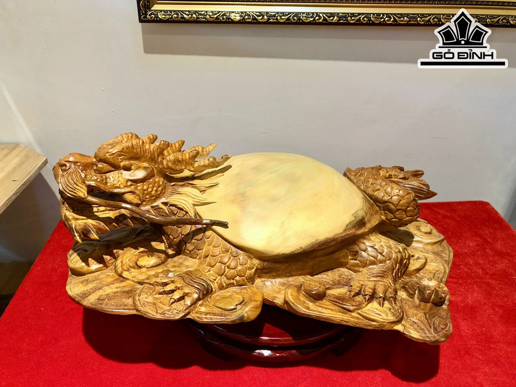 Tượng Long Quy Gỗ Hương Cao 20 Ngang 51 Sâu 37 (cm)