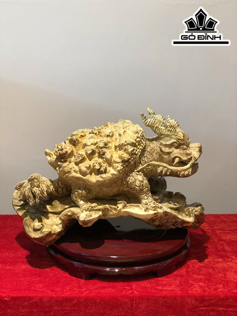 Tượng Long Quy Gỗ Nu Nghiến Cao 26 Ngang 43 Sâu 28 (cm)