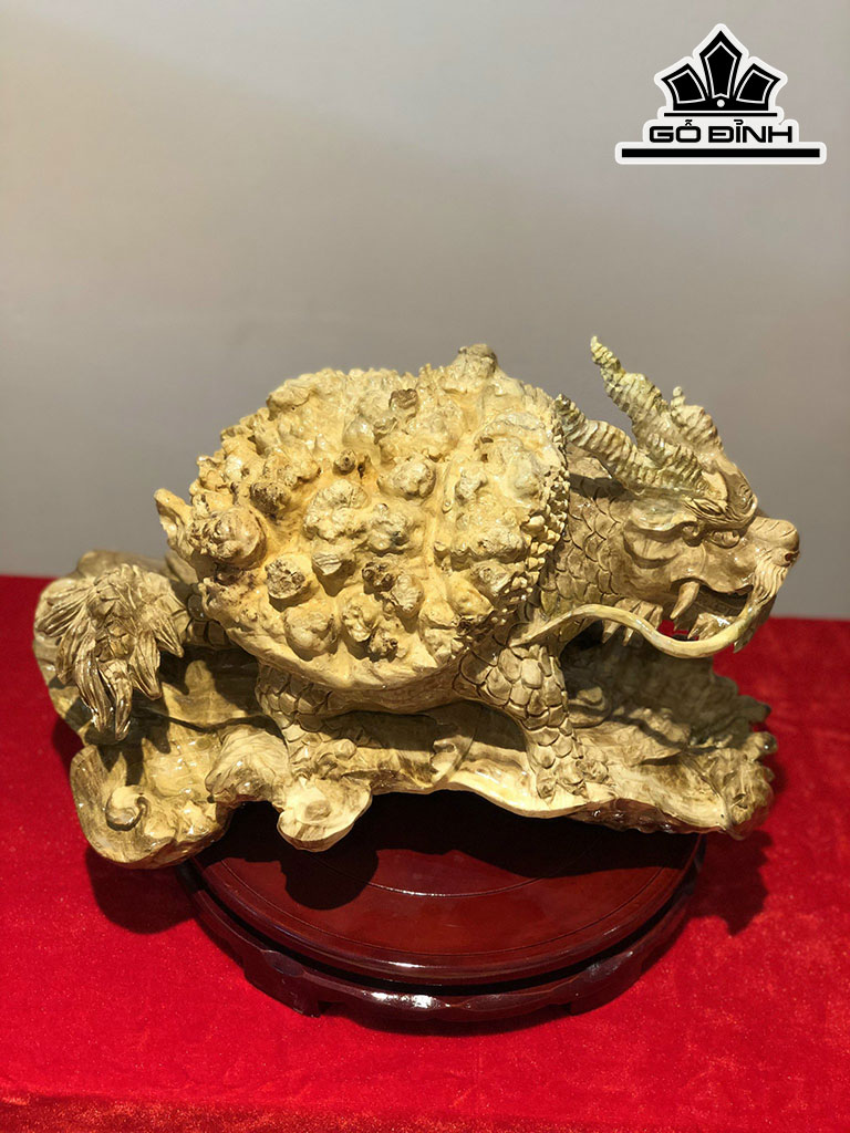 Tượng Long Quy Gỗ Nu Nghiến Cao 26 Ngang 43 Sâu 28 (cm)