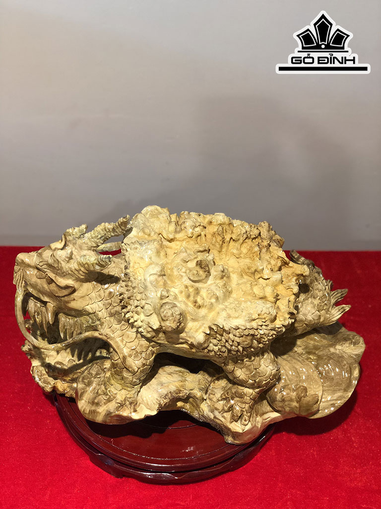 Tượng Long Quy Gỗ Nu Nghiến Cao 26 Ngang 43 Sâu 28 (cm)