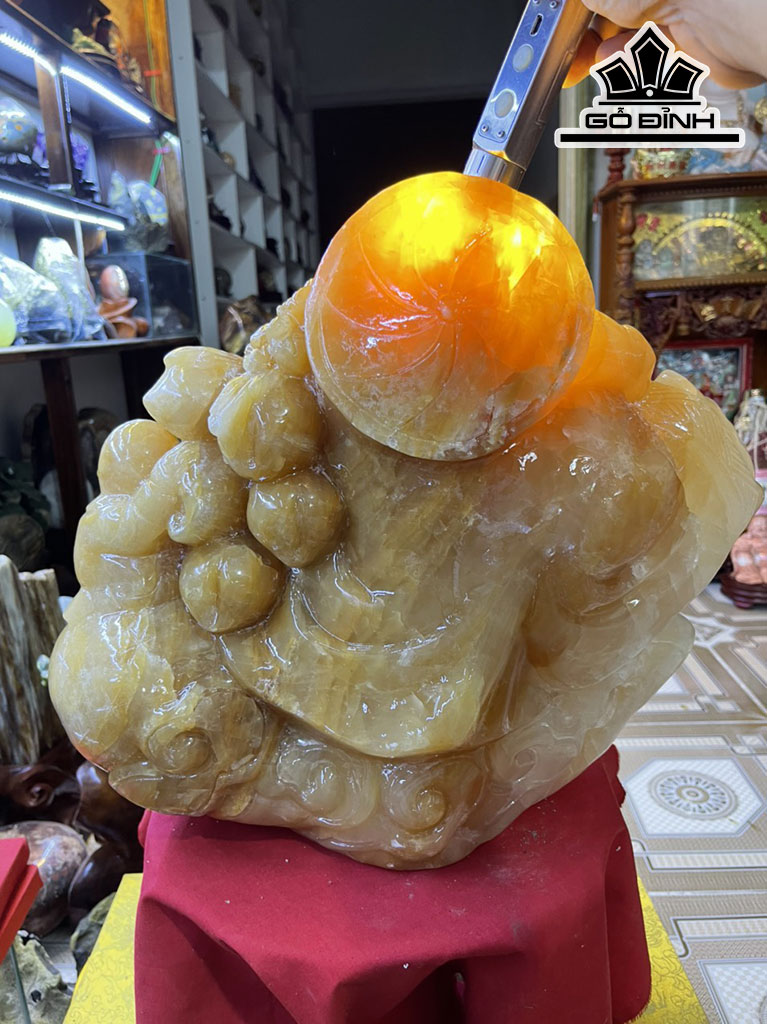 Tượng Di Lặc Đá Canxit Cao 39 Ngang 37 (cm) 33kg
