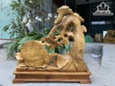 Tượng Phật Di Lặc Kéo Bao Tiền Gỗ Xá Xị Cao 64 Ngang 70 Sâu 20 (cm)