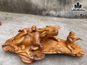 Tượng Tiểu Đồng Cưỡi Trâu Gỗ Hương Cao 24 Ngang 65 Sâu 35 (cm)