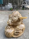Tượng Thiềm Thừ Gỗ Hương Ôm Đá Cao 16 Ngang 19 Sâu 15 (cm)