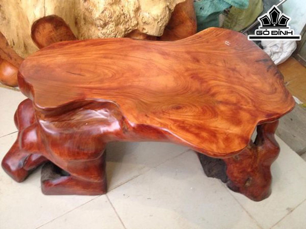 Đôn Gỗ, Đôn Gốc Cây Gỗ Gõ Đỏ (Cà te) Cao 39 Ngang 96 Sâu 56 Mặt 82-48 (cm) DC1411
