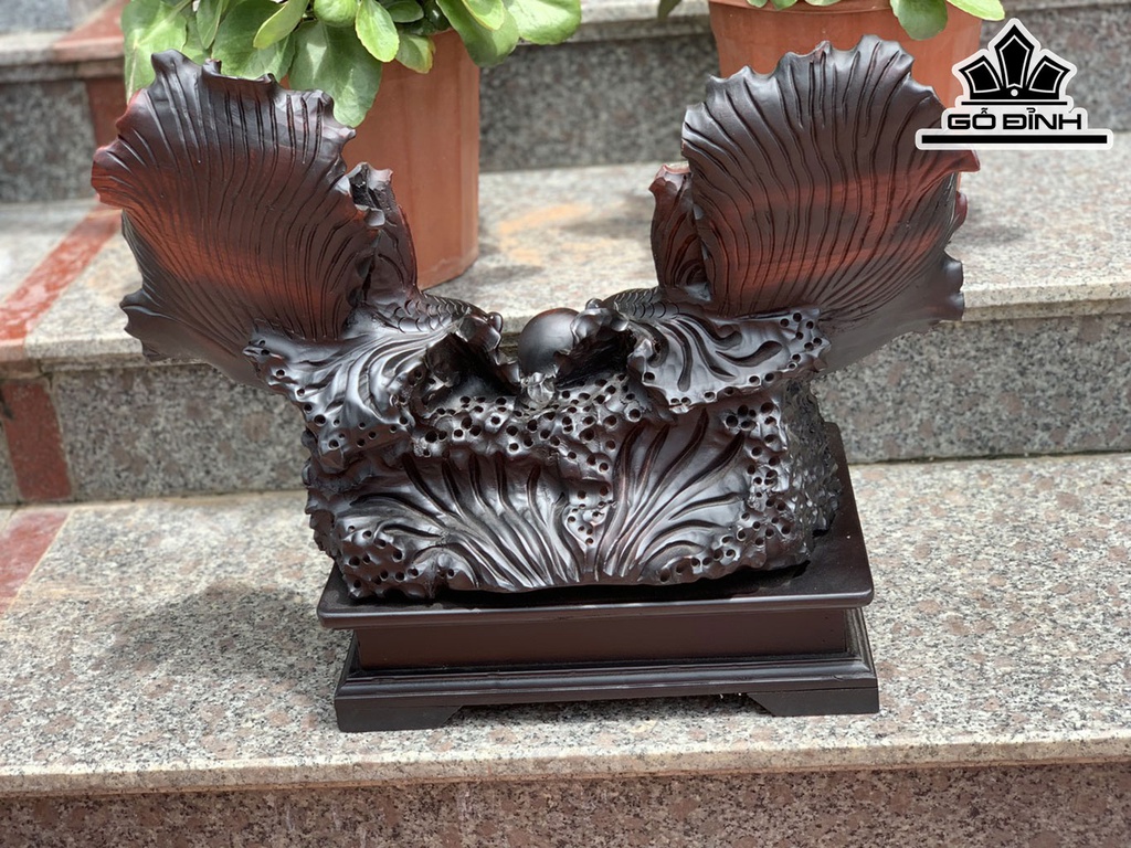 Tượng Cá Xiêm Gỗ Trắc Cao 44 Ngang 56 Sâu 25 (cm)