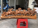 Tượng Bát Mã Gỗ Ngọc Am Cao 30 Ngang 90 Sâu 18 (cm)