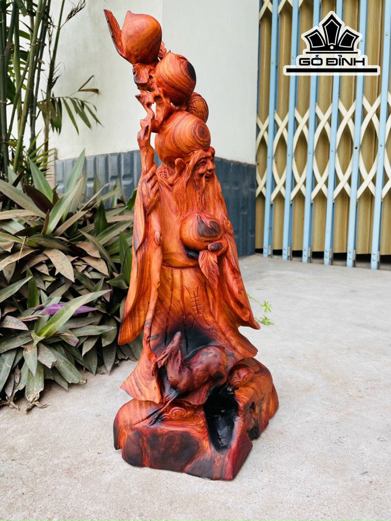 Tượng Ông Thọ Gỗ Trắc Cao 50 Ngang 22 Sâu 15 (cm)