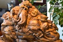 Tượng Phật Di Lặc Tam Phúc Gỗ Bách Xanh Cao 55 Ngang 55 Sâu 20 (cm)