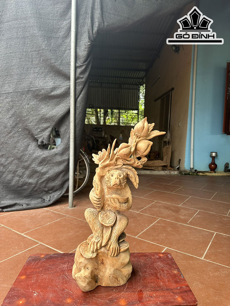 Tượng Khỉ Gỗ Ngọc Am Cao 58 Rộng 27 Sâu 15 (cm)