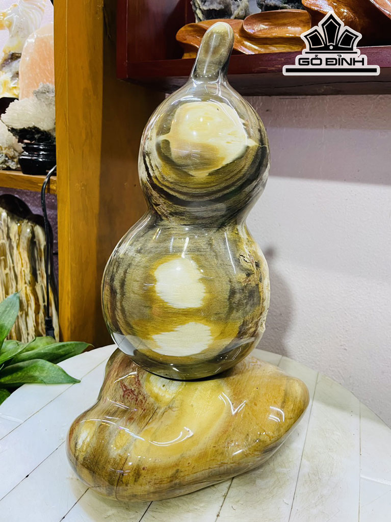 Hồ Lô Tài Lộc Gỗ Hóa Ngọc Cao 36 Rộng 15 (cm) 11,8kg