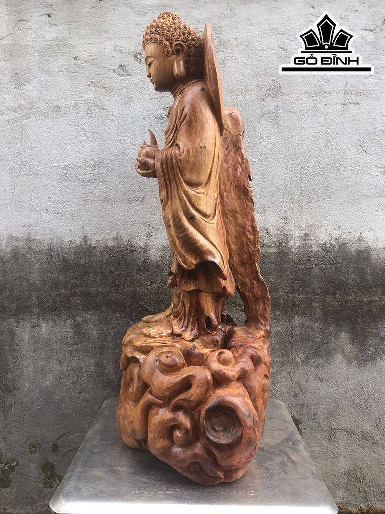 Tượng Phật Tổ Gỗ Hương Cao 62 Ngang 32 Sâu 22 (cm)