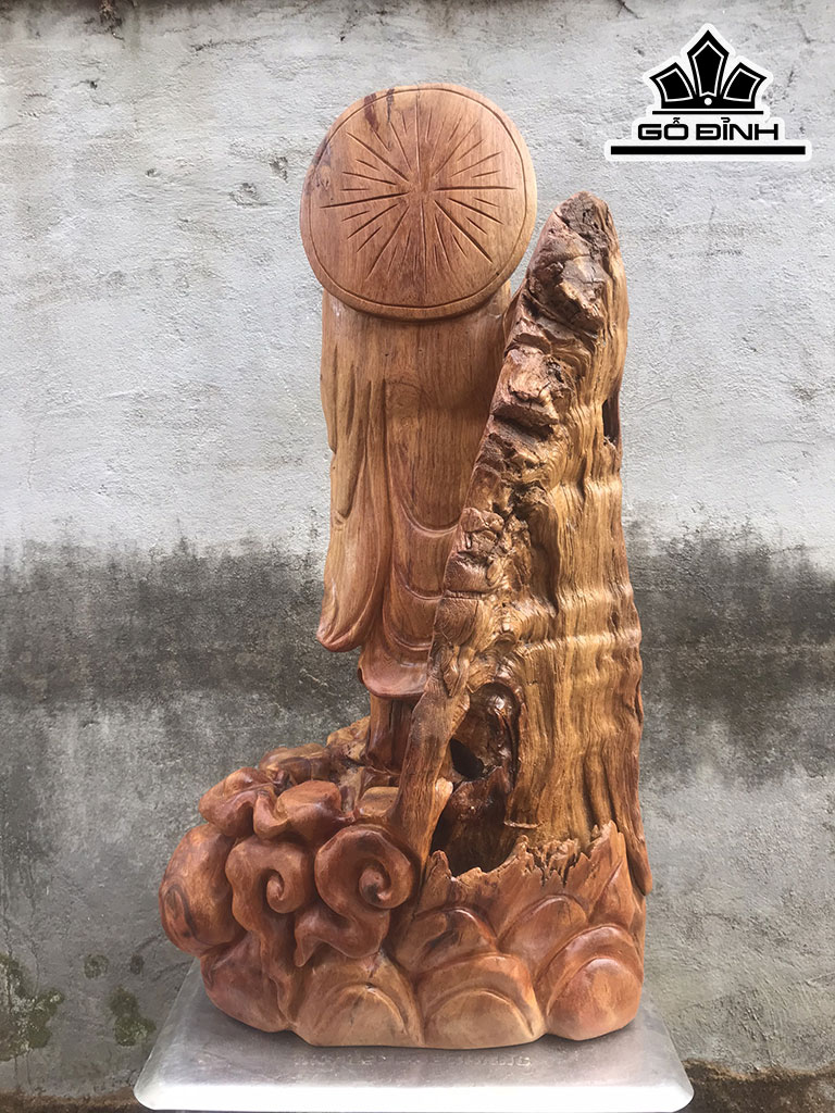 Tượng Phật Tổ Gỗ Hương Cao 62 Ngang 32 Sâu 22 (cm)