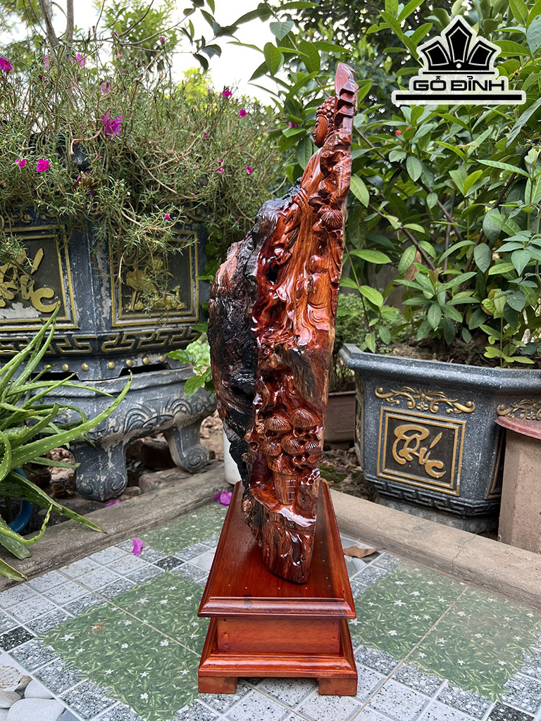 Tượng Phật Tổ Gỗ Hương Cao 55 Ngang 40 Sâu 16 (cm)
