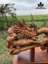Tượng Nhất Long Quấn Bút Gỗ Cẩm Cao 48 Ngang 72 Sâu 13 (cm)