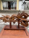 Tượng Nhất Long Quấn Bút Gỗ Cẩm Cao 48 Ngang 72 Sâu 13 (cm)