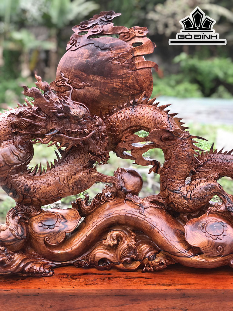 Tượng Nhất Long Gỗ Cẩm Cao 75 Ngang 73 Sâu 20 (cm)