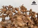 Tượng Phật Di Lặc Ngũ Phúc Gỗ Bách Xanh Cao 38 Ngang 80 Sâu 24 (cm)