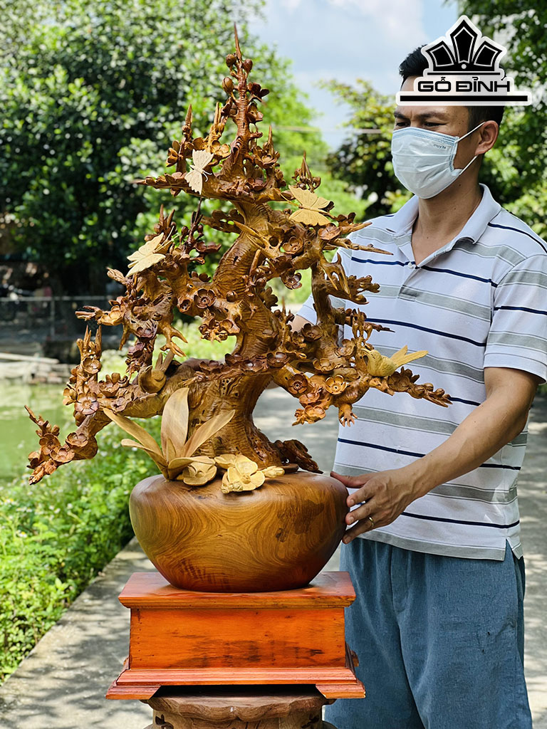 Bình Mai Tài Lộc Gỗ Hương Cao 106 Ngang 68 Sâu 48 (cm)