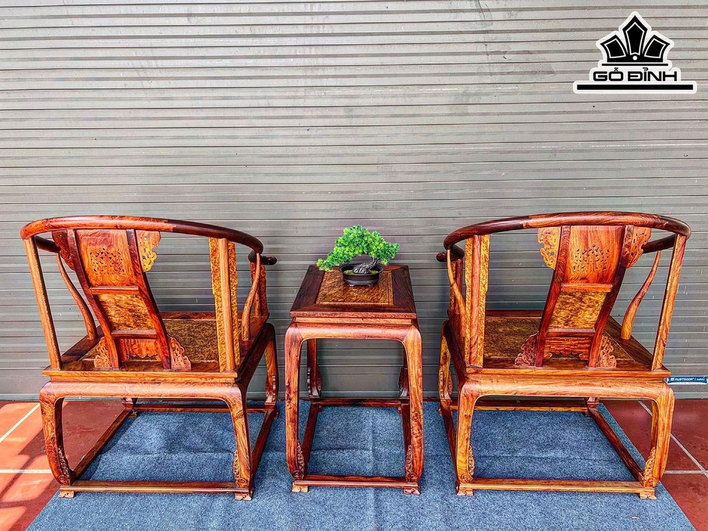 Bộ Minh Đế Gỗ Hương Mặt Nu Ngọc Am Cao 95 Ngang 70 Sâu 60 (cm)