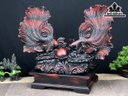 Tượng Cá Xiêm Đôi Gỗ Trắc Cao 47 Ngang 56 Sâu 25 (cm)