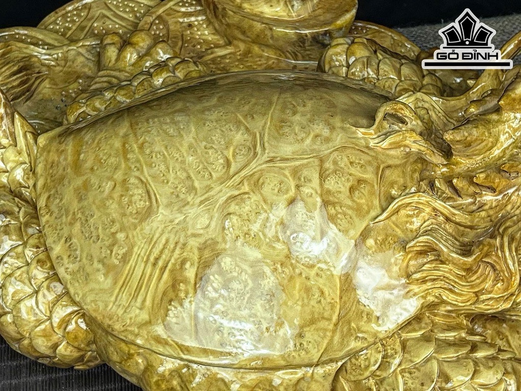 Tượng Long Quy Gỗ Nu Kháo Cao 15 Ngang 47 Sâu 33 (cm)