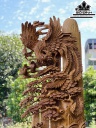 Tượng Ngũ Điểu Chiều Phụng Gỗ Ngọc Am Cao 148 Ngang 50 Sâu 23 (cm)