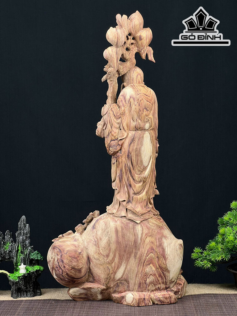 Tượng Ông Thọ Gỗ Sưa Cao 58 Ngang 28 Sâu 18 (cm)