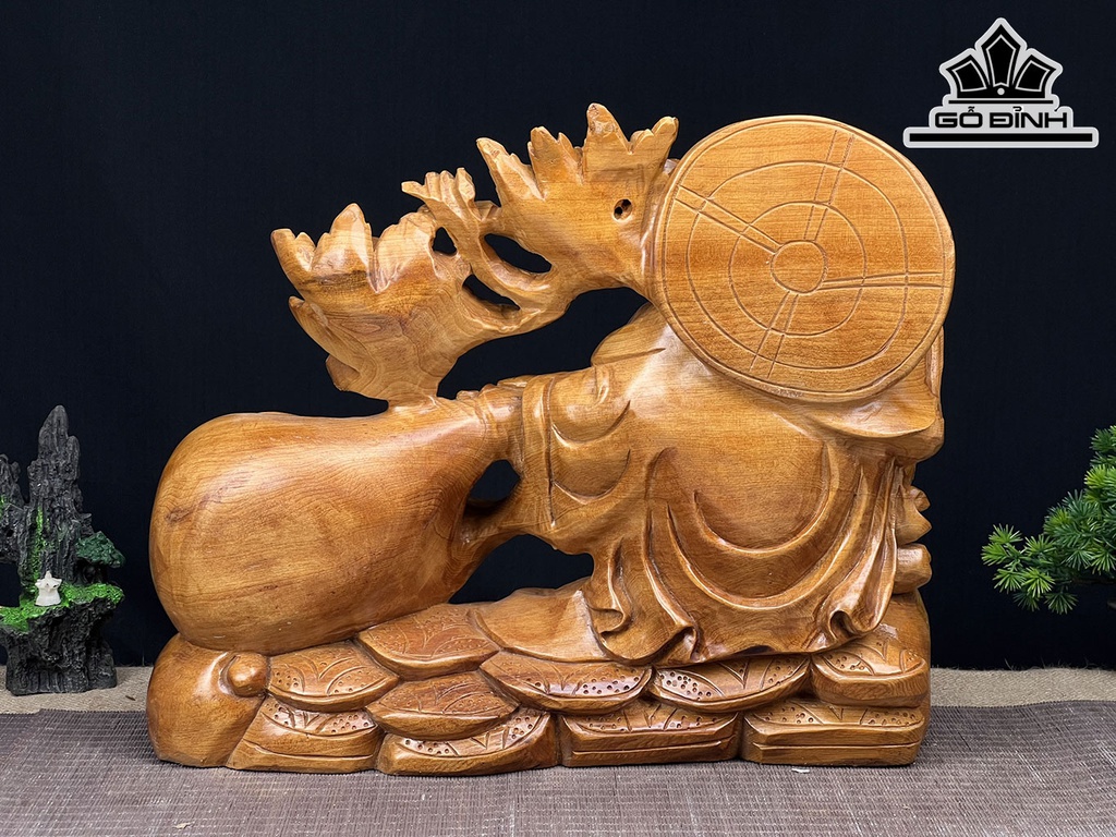 Tượng Phật Di Lặc Gỗ Ngọc Am Ngang 35 Cao 43 Sâu 15 (cm)