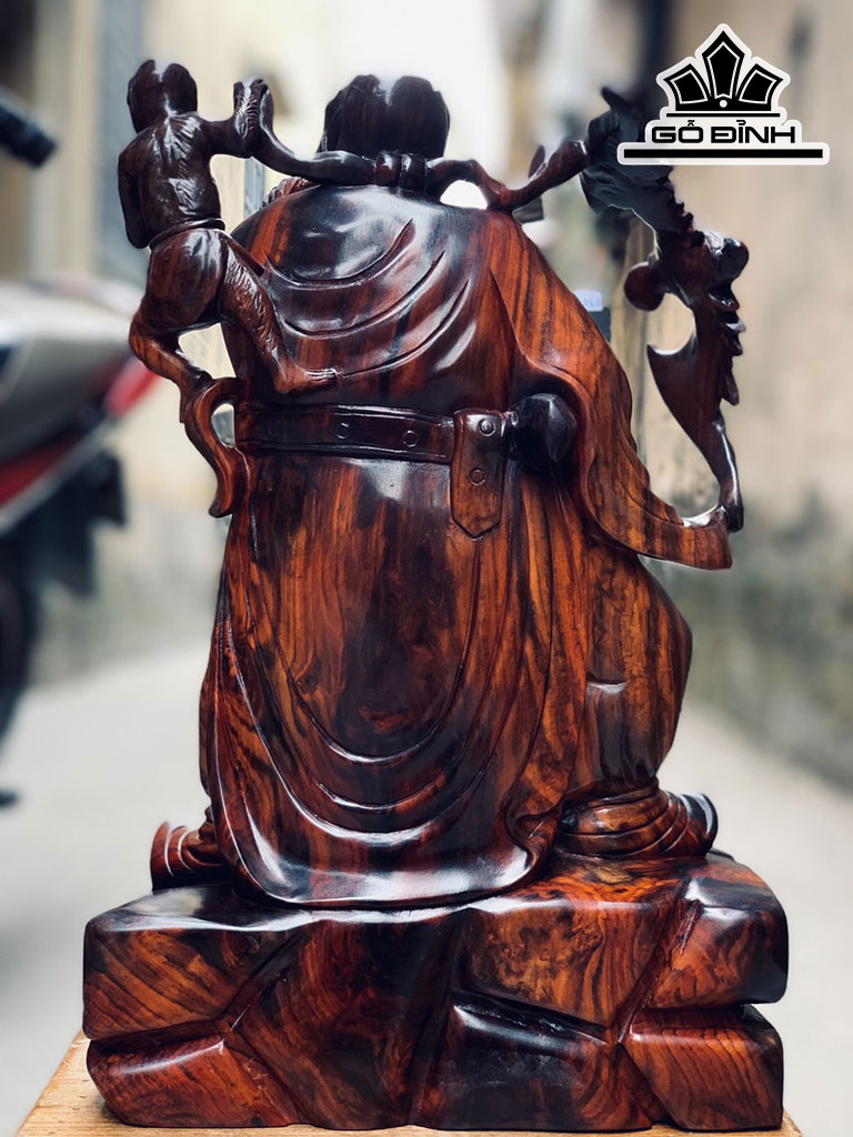 Tượng Đường Chung Quỳ Gỗ Trắc Cao 40 Rộng 25 Sâu 15 (cm)
