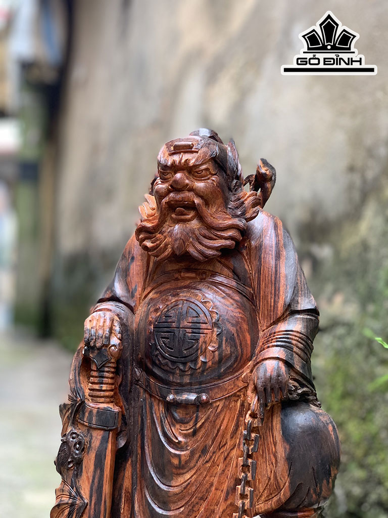 Tượng Đường Chung Quỳ Gỗ Trắc Cao 53 Rộng 27 Sâu 25 (cm)